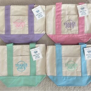 Pastel Canvas Tote Bag Set Trader Joe’s *set of 4*